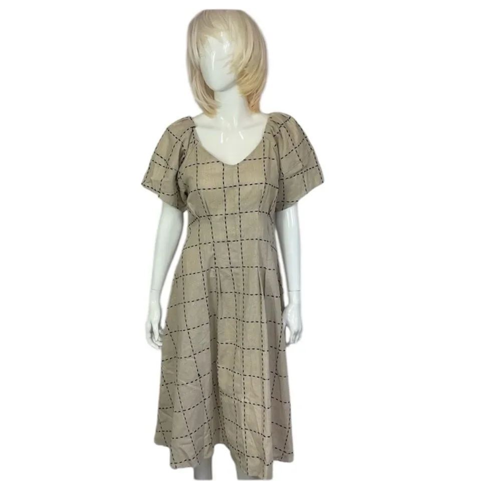 NEW Anthropologie Eva Franco Basting Stitch Sue Ellen Short Sleeve Midi Dress 6